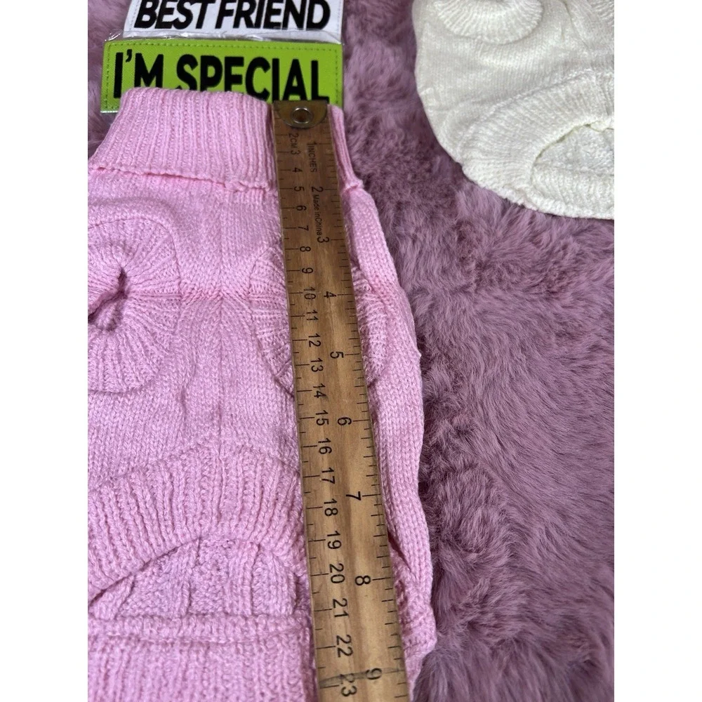 2 Pack Dog Sweaters for Small Dogs Winter Turtleneck Pink And Cream (xs-small)‎
